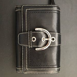 Coach black leather wallet with buckle
